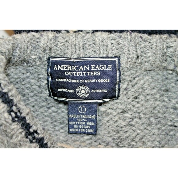 American Eagle Outfitters Vintage 100% Scottish Wool Pullover Sweater Size L - Picture 4 of 5